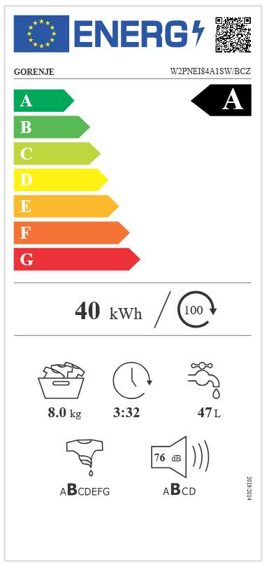 Gorenje W2PNEI84A1SW/BCZ